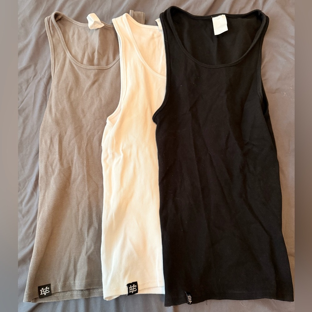 Set of Three Ekko Vision Beaters / Tank Tops in Black, White, and Gray - XL